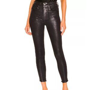 EUC Free People x We The Free High Rise Coated Skinny Jeans Black 31 "Wet Look"